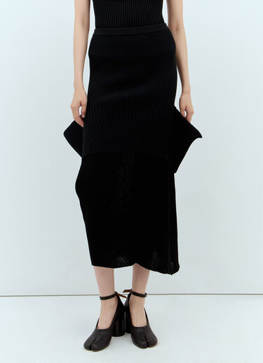Issey Miyake SENSU KNIT ミディスカート ブラック ism0257009