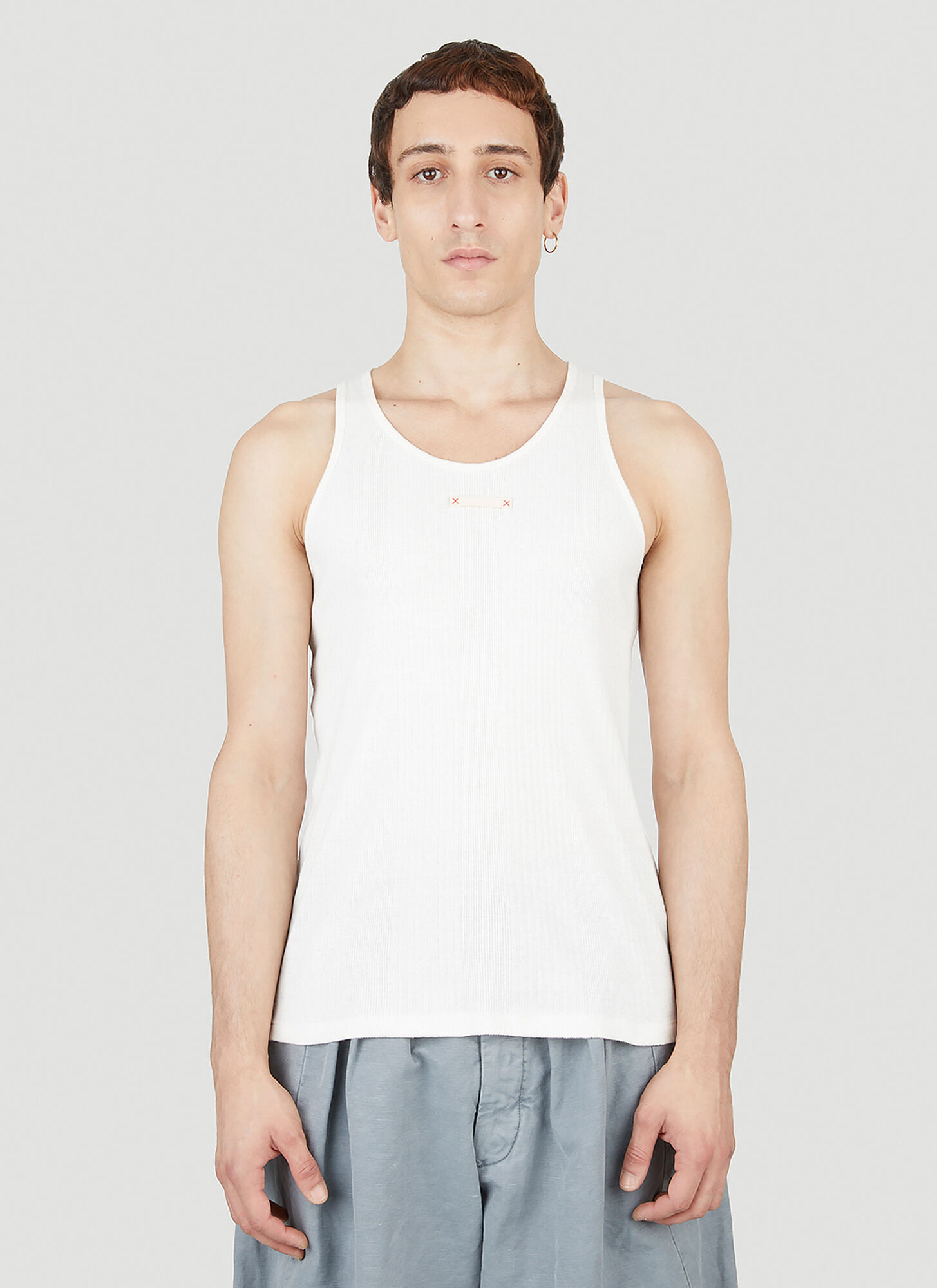 Maison Margiela Chest Patch Tank Top Male Whitemale