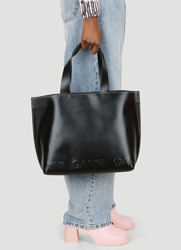 GANNI Banner Shopper Tote Bag Black gan0248042