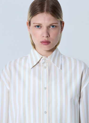 Saint Laurent Striped Button-Down Shirt Beige sla0260078