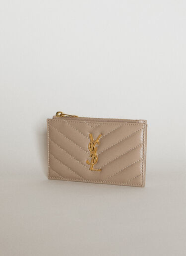 Saint Laurent Cassandre Matelassé Zipped Cardholder Khaki sla0255112