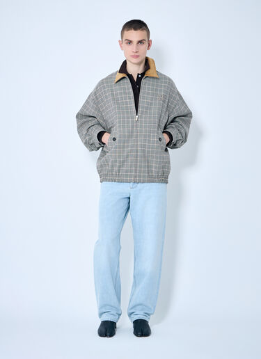 Miu Miu 체크 이중 직조 블루종 재킷 브라운 miu0360002