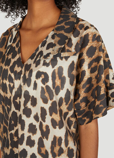 GANNI Leopard Print Top Brown gan0249038