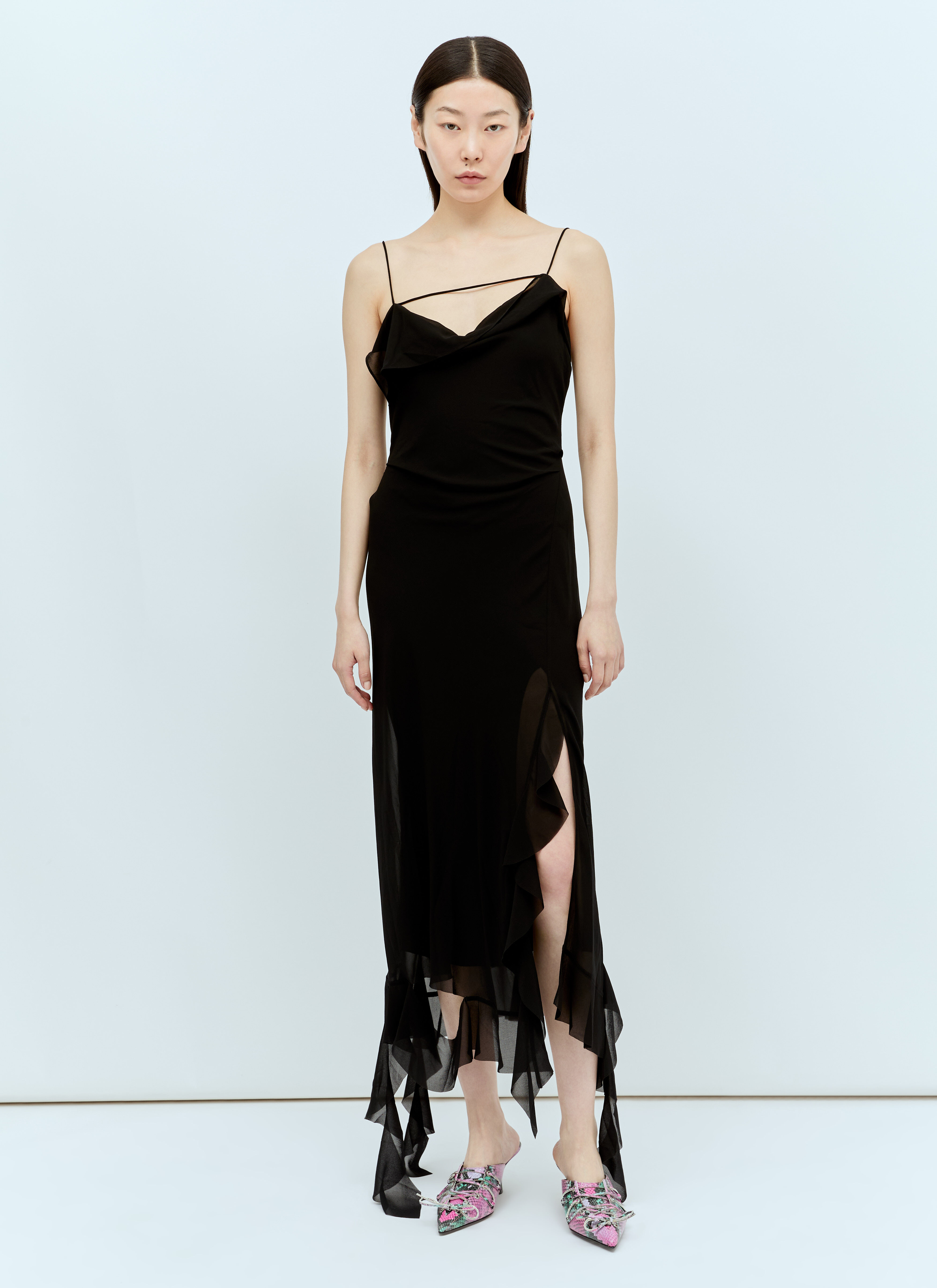 Acne Studios Ruffle Strap Dress Black acn0255006