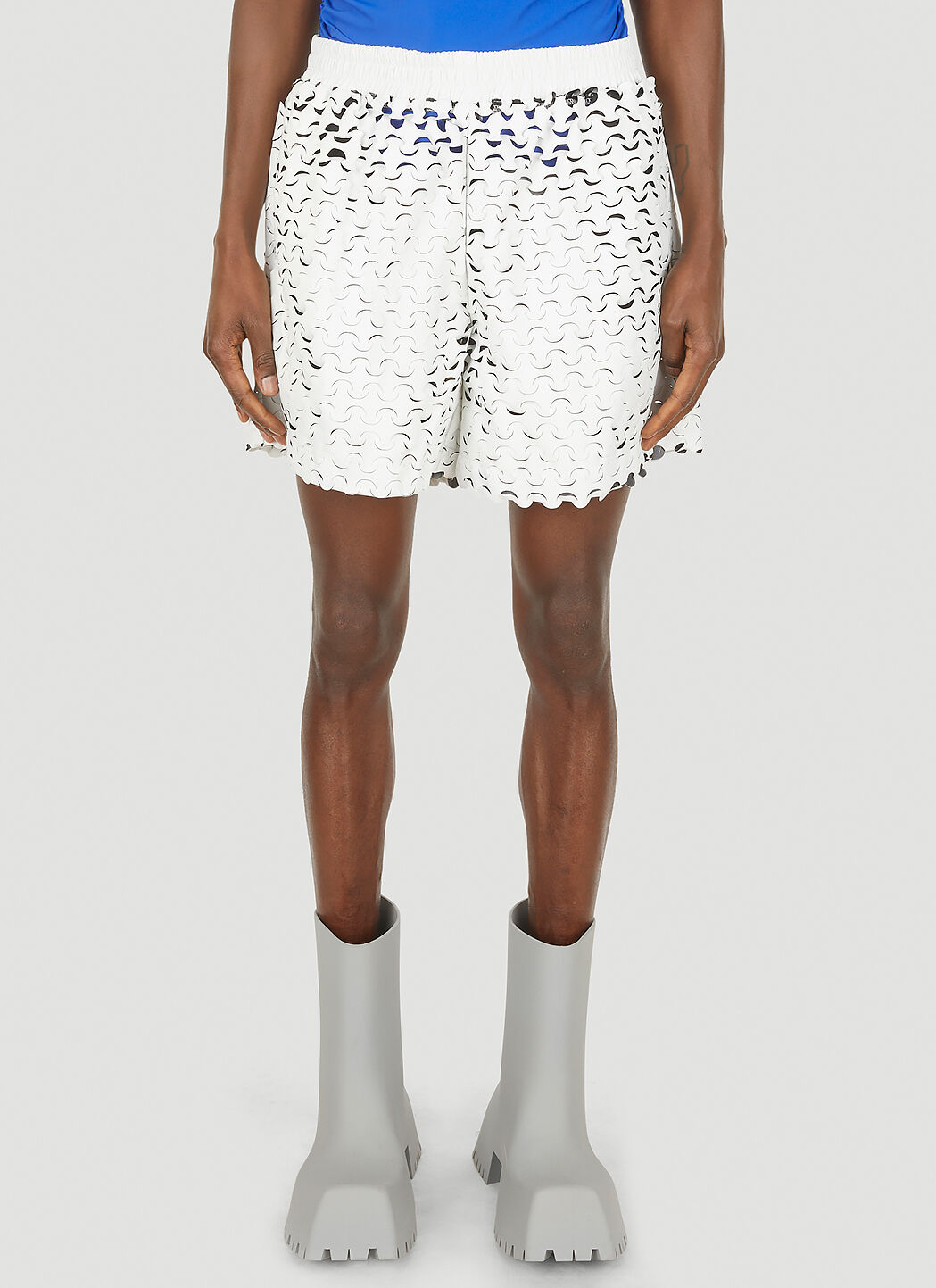 Walter Van Beirendonck Cut Out Wave Shorts White LN CC