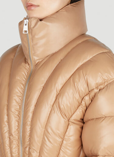Mugler Corset Cropped Puffer Jacket Camel mug0251010