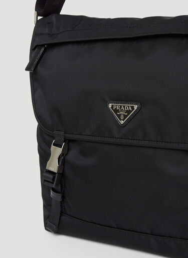 Prada Logo Plaque Messenger Crossbody Bag Black pra0153021