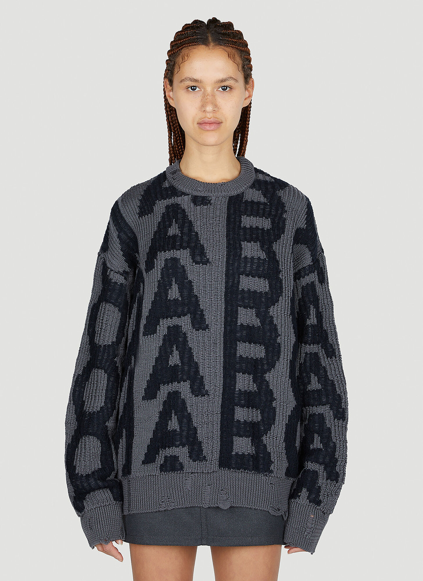 Marc Jacobs Monogram Distressed Sweater In Grey