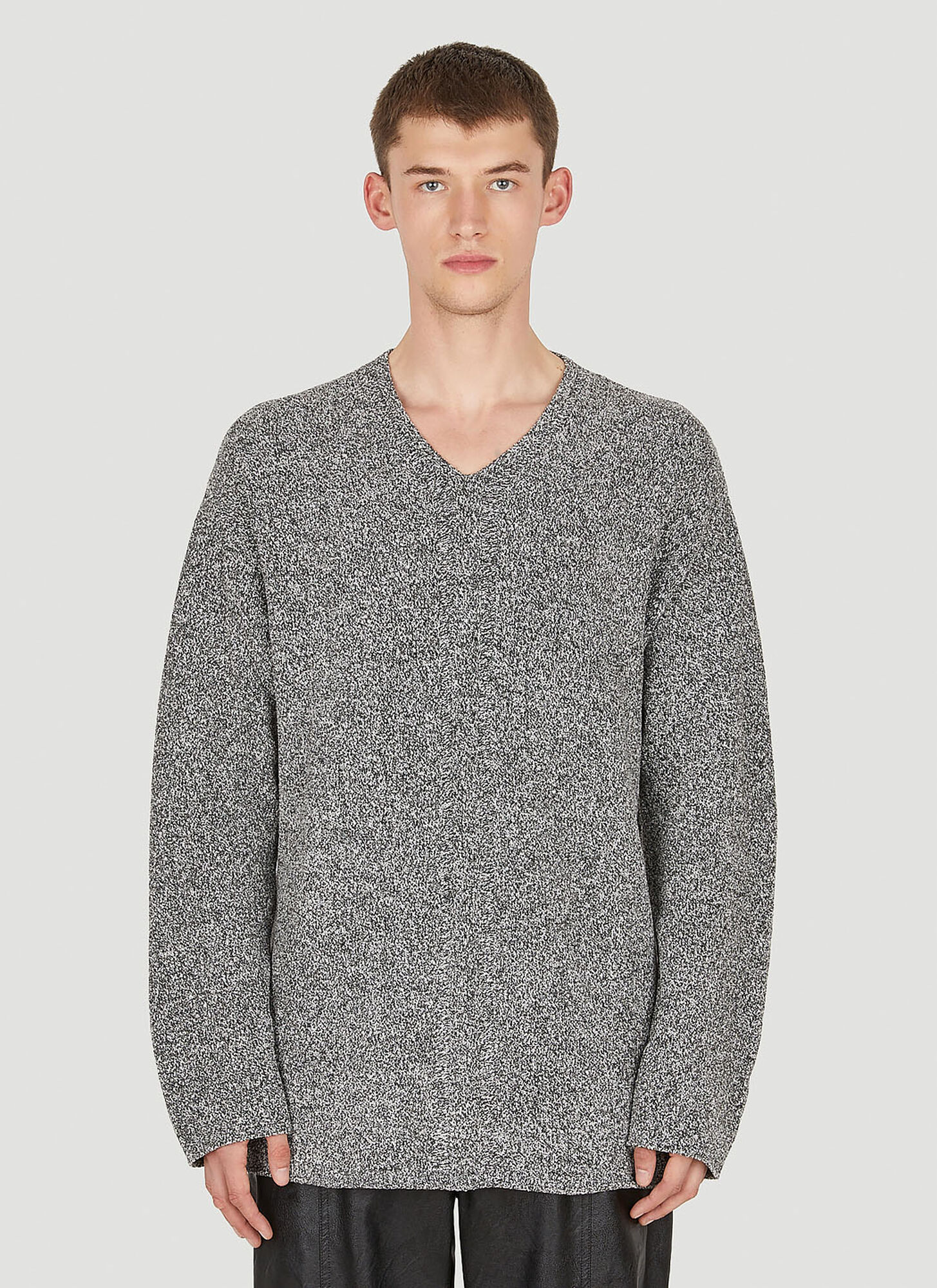 Dion Lee Marled Boucle V-neck Sweater Unisex Grey