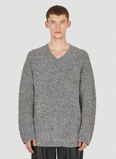 Dion Lee Marled Boucle V-Neck Sweater Grey dle0349006