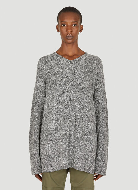 Dion Lee Marled Boucle V-Neck Sweater Grey dle0349006