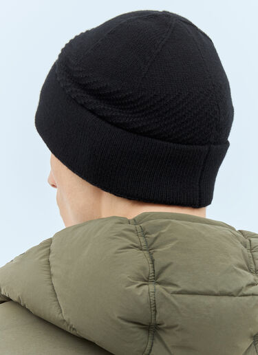 Logo Patch Beanie Hat Stone Island Logo Patch Beanie Hat Black sto0158064