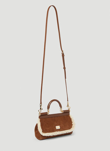 Dolce & Gabbana 시실리 스웨이드 스몰 핸드백 브라운 dol0254014