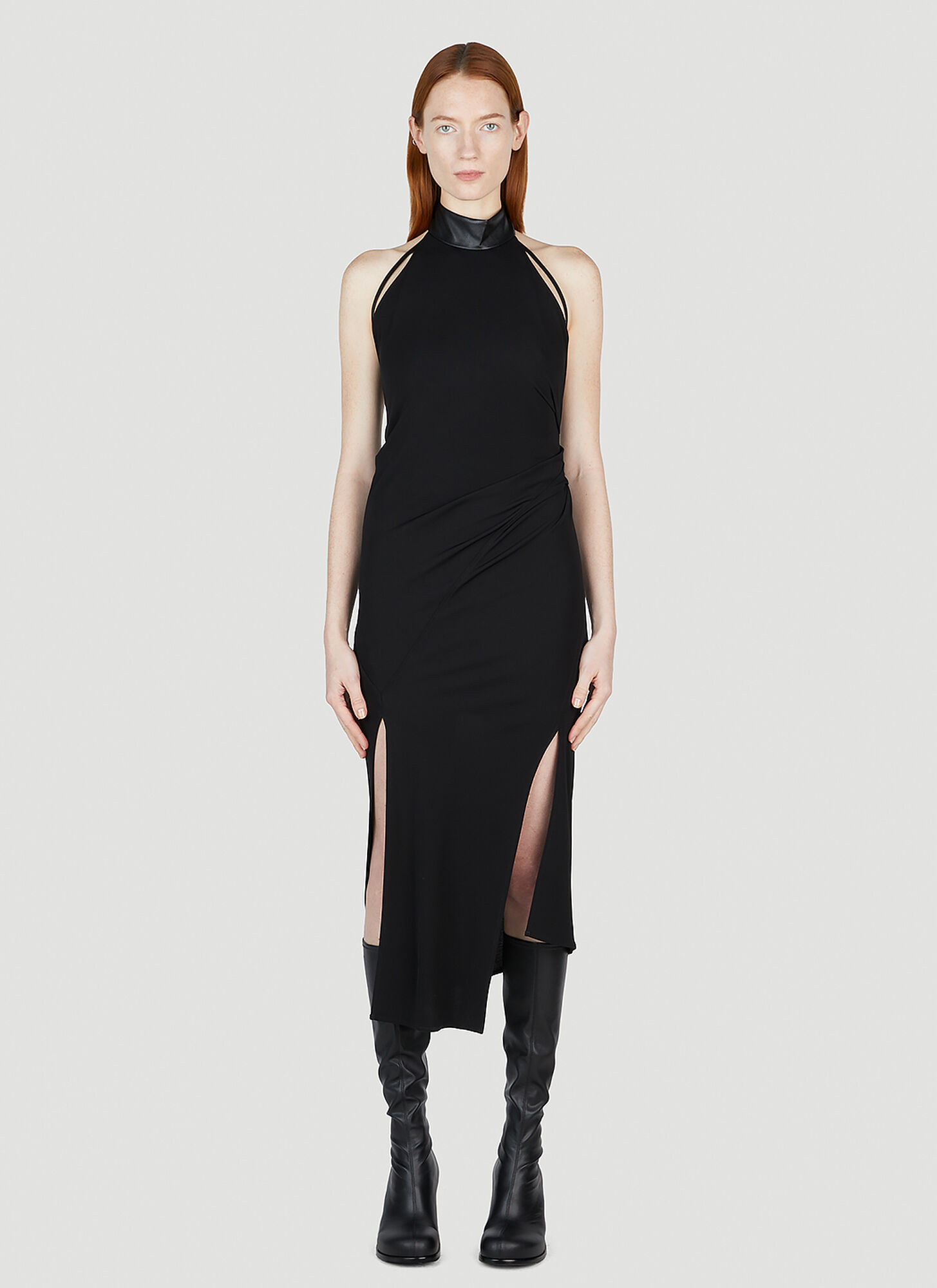 Shop Helmut Lang Mock Neck Dress In Black