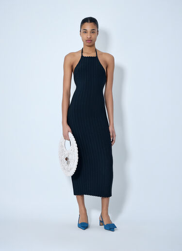 Jacquemus Halterneck Ribbed Knit Dress Navy jac0264019