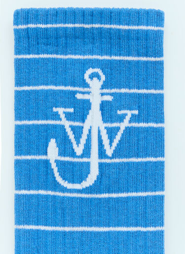 JW Anderson Striped Anchor Socks Blue jwa0156011