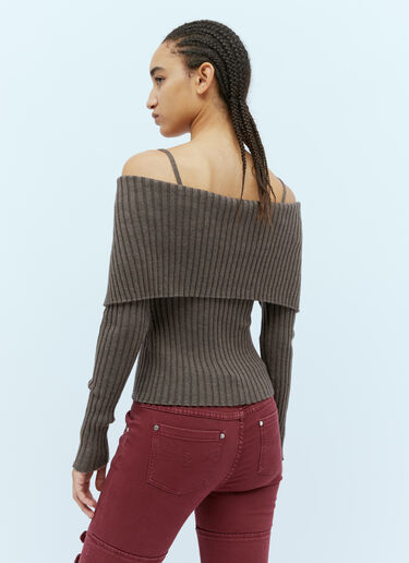 Blumarine Off The Shoulder Wool Knit Top Grey blm0254007