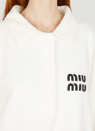 Miu Miu 디스트레스트 로고 스웨트셔츠 화이트 miu0251001