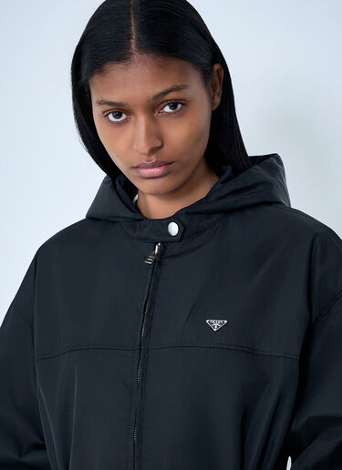 Prada Re-Nylon Hooded Belted Anorak Jacket Black pra0264033