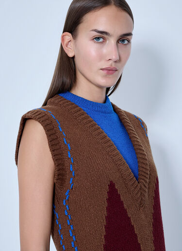 LN-CC® - Marni: Geometric Knit Sleeveless Vest - Brown Marni Geometric Knit Sleeveless Vest Brown mni0265003