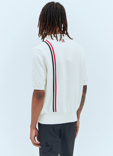 Thom Browne RWB 스트라이프 니트 폴로 셔츠 화이트 thb0156005