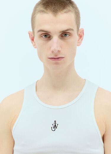 JW Anderson 대조적인 뒷면이 있는 로고 자수 탱크탑 화이트 jwa0154009