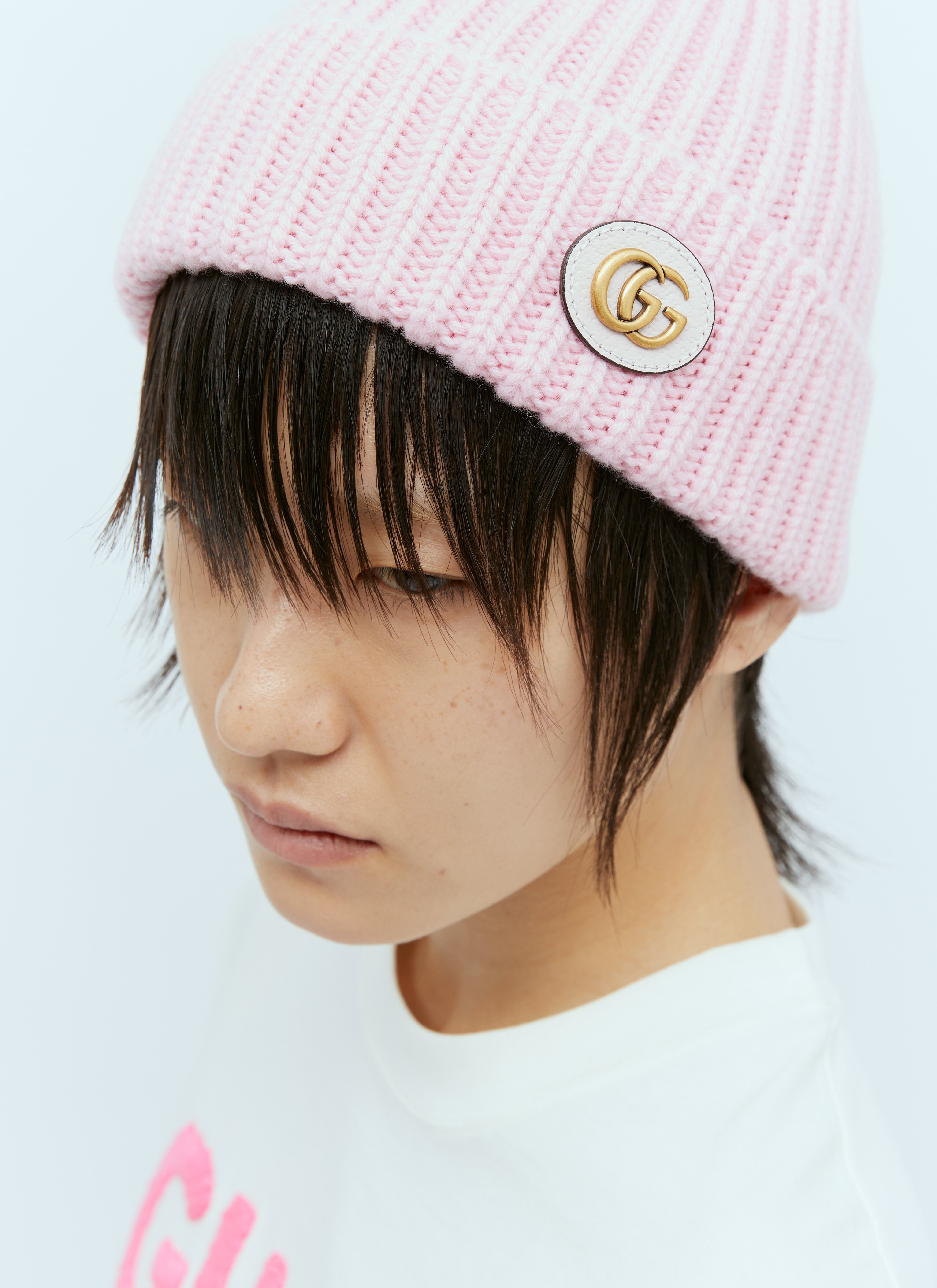 Gucci Wool Cashmere Beanie Hat Pink guc0255179
