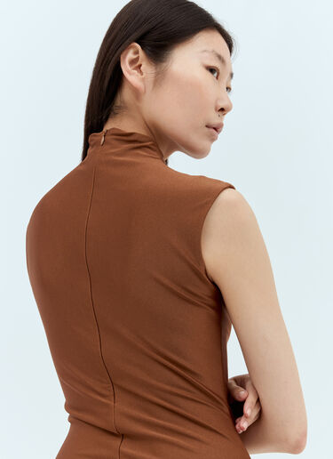 Sportmax 闪亮莱卡连体紧身衣 棕色 spx0257007