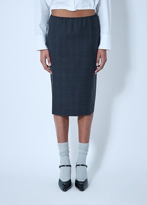 Prada Wool Midi Skirt Blue pra0260063