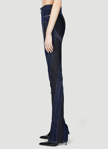 Mugler Structured Contrast Panel Jeans Dark Blue mug0251061