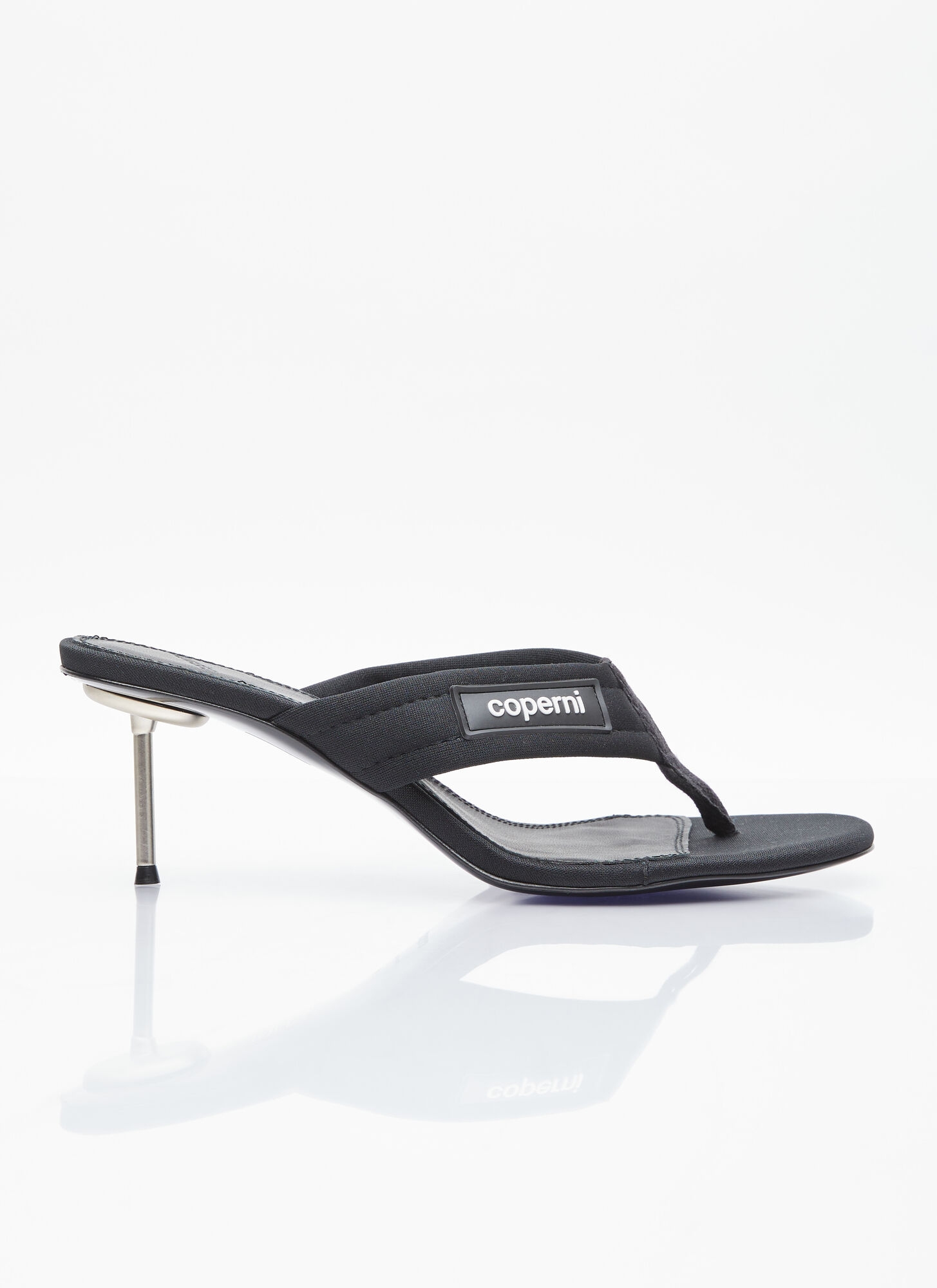 Shop Coperni Branded Thong Heel Sandals In Black
