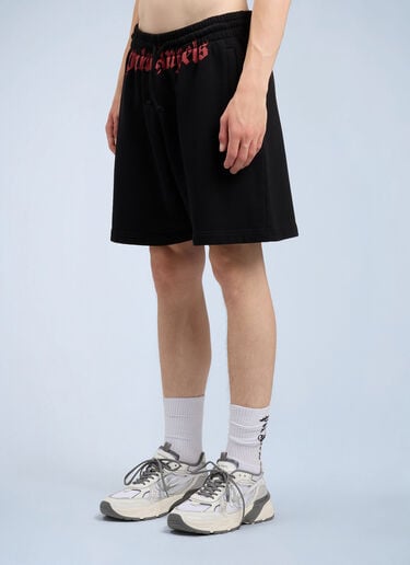 Palm Angels Waist Logo Sweatshorts Black pma0164106