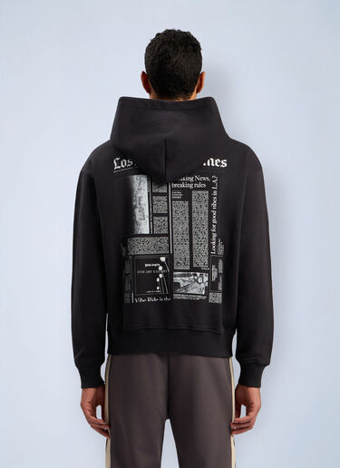 PaxLaTimes News Zip Hooded Sweatshirt Palm Angels PaxLaTimes News Zip Hooded Sweatshirt Black pma0162039