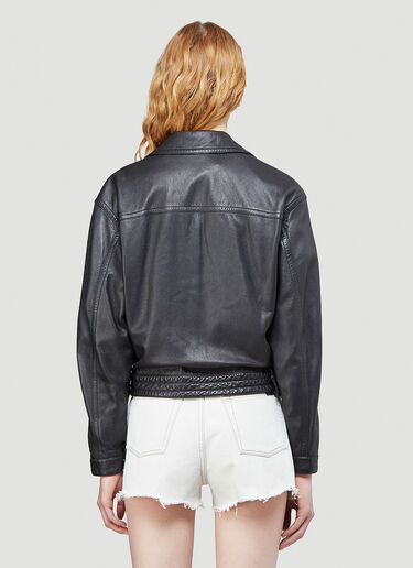 Saint Laurent Oversized Leather Jacket Black sla0243005