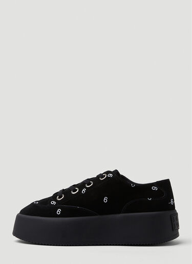 Logo Print Platform Sneakers MM6 Maison Margiela Logo Print Platform Sneakers Black mmm0249029