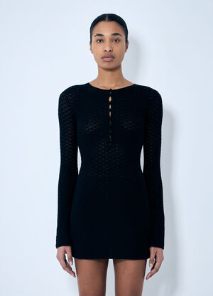 Saint Laurent Mini Crochet Dress Black sla0259002