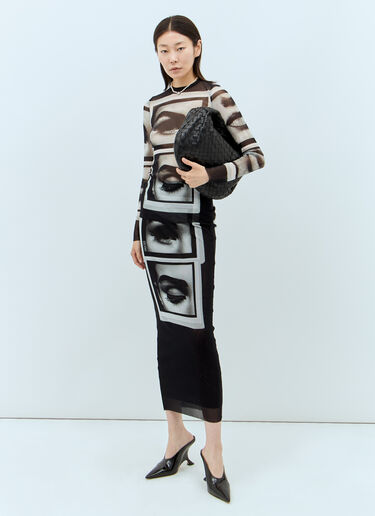 Jean Paul Gaultier Eyes and Lips Mesh Midi Skirt Black jpg0258008
