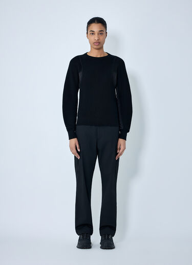 Ribbed Knit Sweater with Contrast Panels Moncler Ribbed Knit Sweater with Contrast Panels Black mon0263048