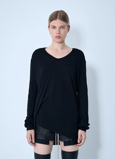 Rick Owens Hiked Long Sleeve Top Black ric0261013
