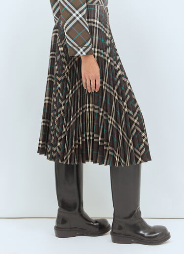Burberry 褶裥羊毛混纺半裙  绿色 bur0257014