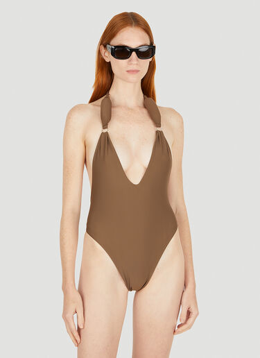Entire Studios Halterneck Swimsuit Brown ent0250008