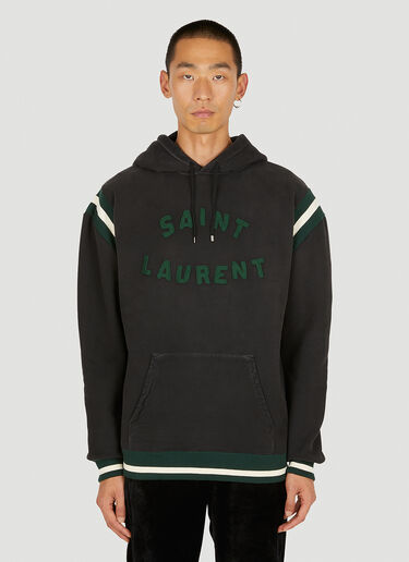 Saint Laurent 자수 로고 후드 스웻셔츠 블랙 sla0149002