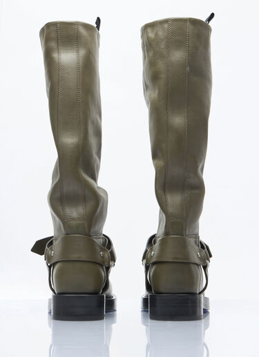 Burberry Leather Saddle High Boots Green bur0258006