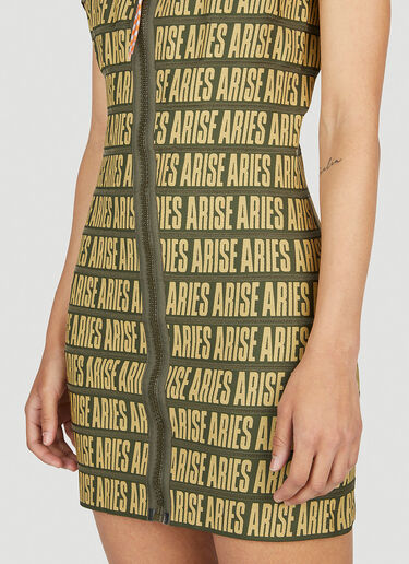 Aries Press Gothic 徽标迷你连衣裙 橄榄色 ari0252011