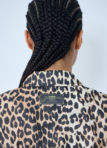 GANNI Duchesse Leopard Print Short Jacket Brown gan0259002