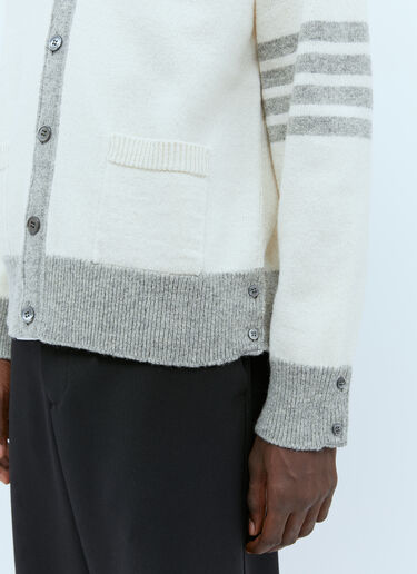 Thom Browne Four-Bar Jersey Stitch Cardigan Cream thb0153007