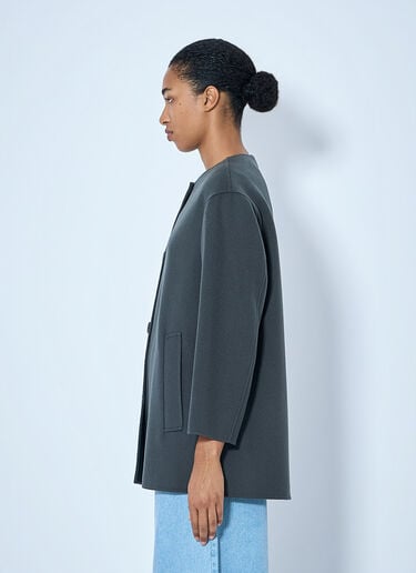 LN-CC® - Max Mara: Minimalist Wool Coat with Scarf - Dark Grey Max Mara Minimalist Wool Coat with Scarf Dark Grey max0265228