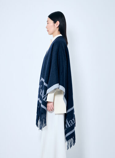 Max Mara Jacquard Wool Poncho Blue max0259022