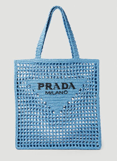 Prada Raffia 徽标托特包 蓝色 pra0252017