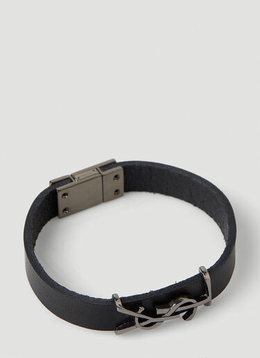 Saint Laurent Leather Bracelet Black sla0347002